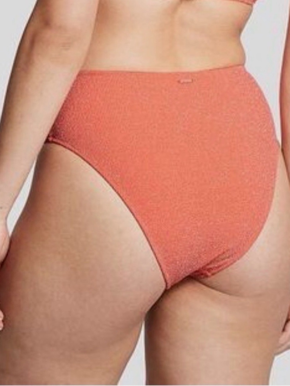High-Waist Bikini Bottom in Coral Pink